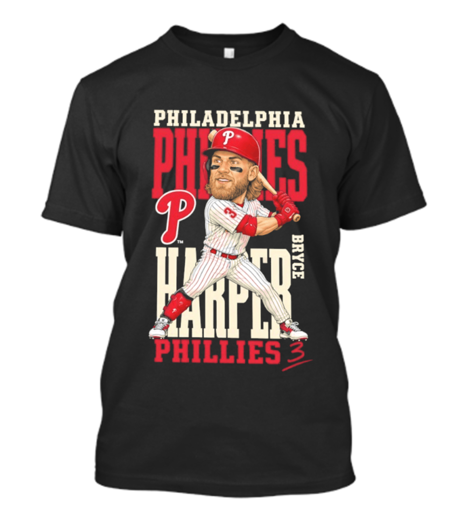 Philadelphia Phillies Bryce Harper 3 Caricature 2026 MLB Season T-Shirt