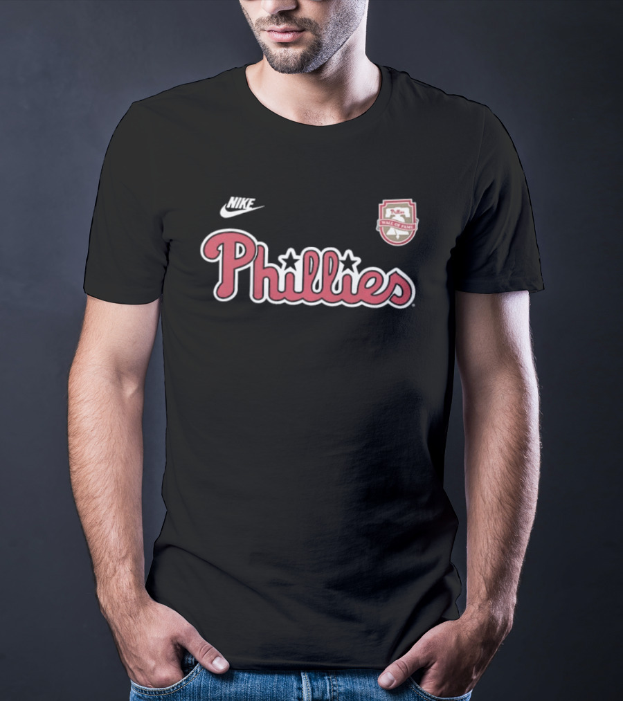 Nike Phillies Wall Of Fame Chase Utley 26 Philadelphia Text And Stars T-Shirt