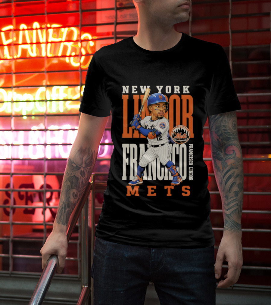 New York Lindor Francisco Mets 2026 Baseball Caricature T-Shirt
