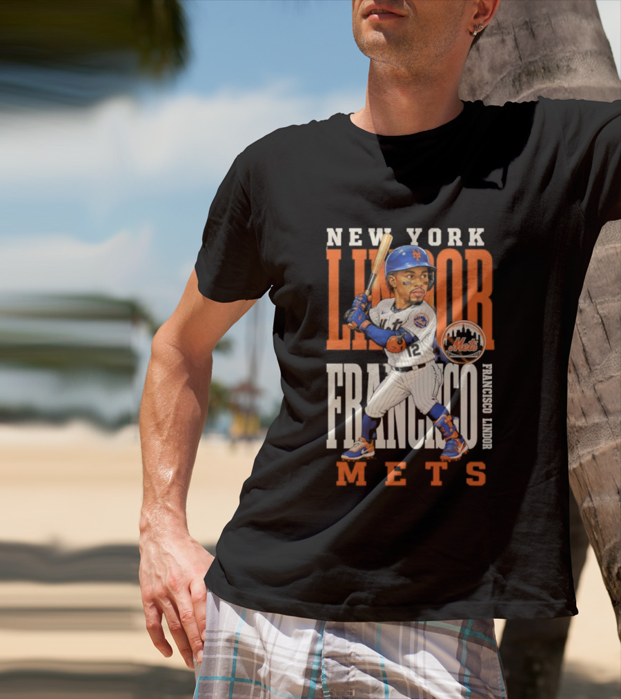 New York Lindor Francisco Mets 2026 Baseball Caricature T-Shirt