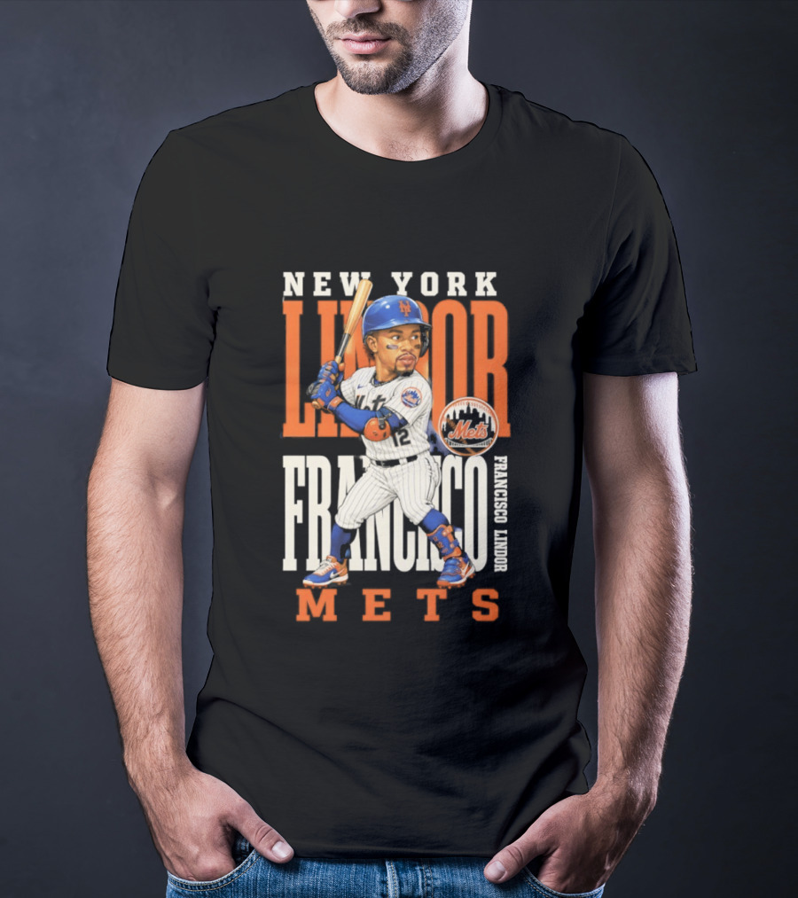New York Lindor Francisco Mets 2026 Baseball Caricature T-Shirt
