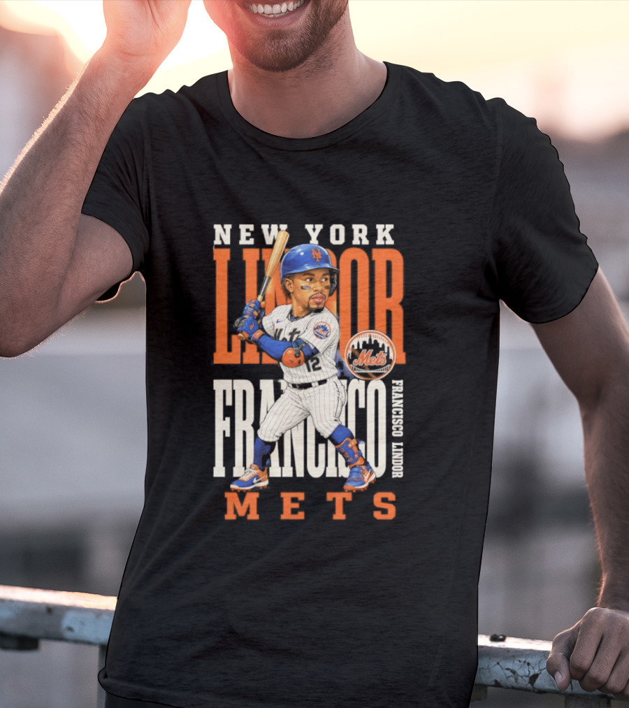 New York Lindor Francisco Mets 2026 Baseball Caricature T-Shirt