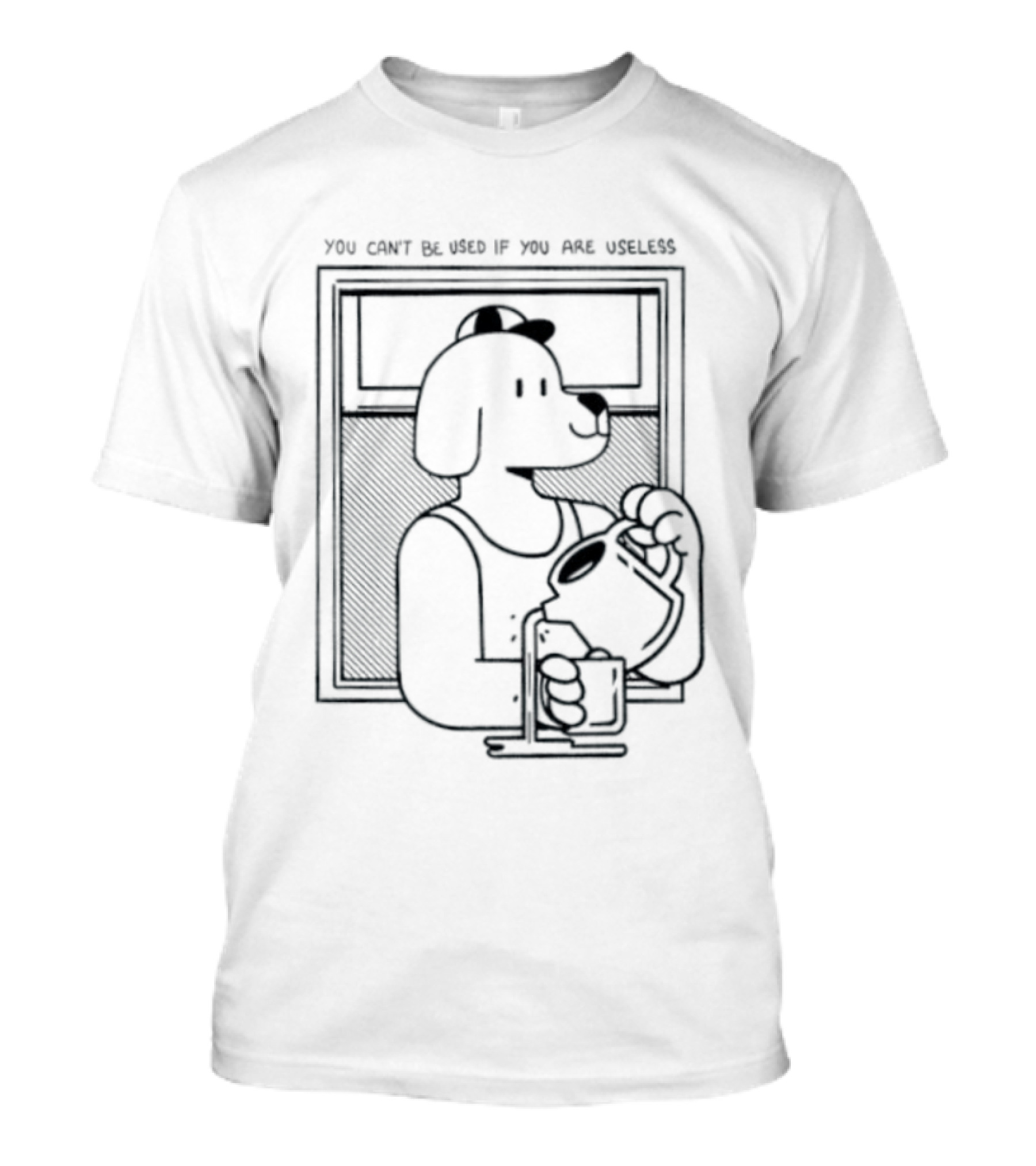 You Can't Be Used If You Are Useless Dog In Sunglasses Holding Coffee T-Shirt