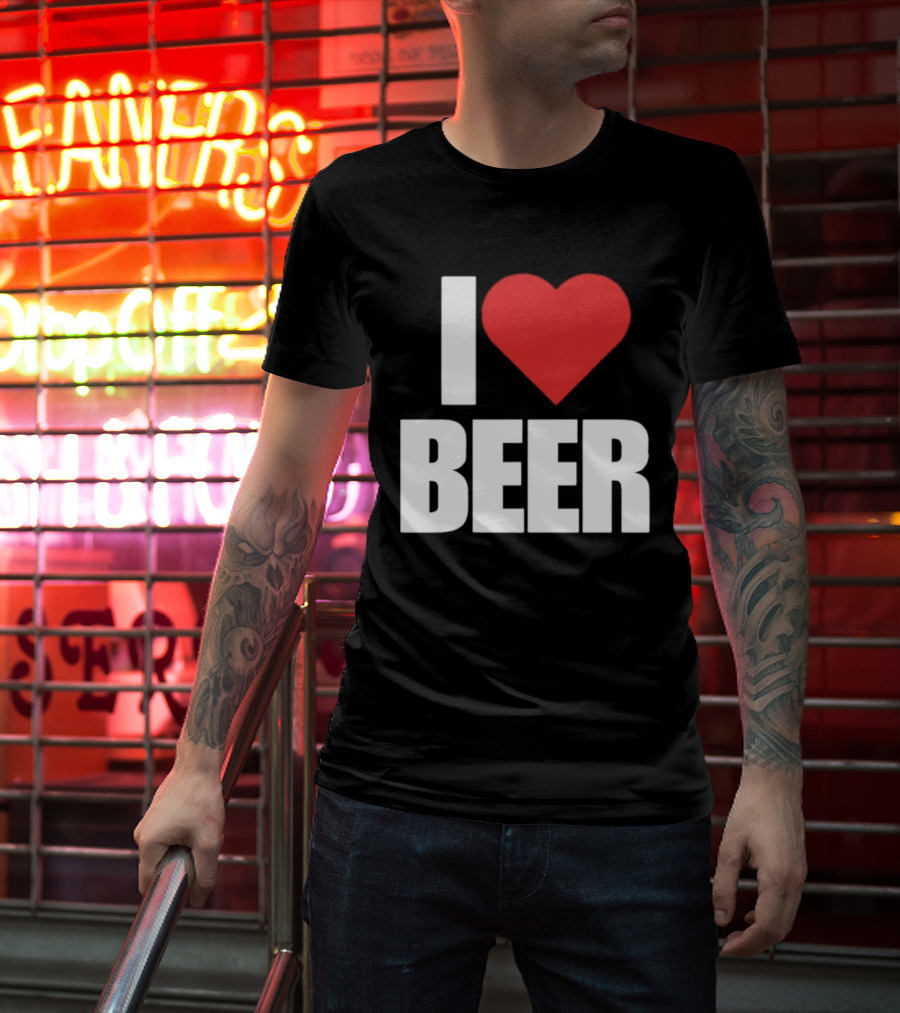 I Love Beer Bold Red Heart T-Shirt
