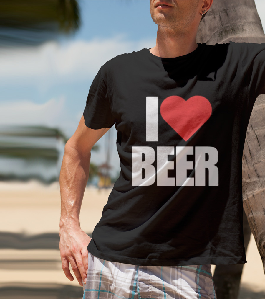 I Love Beer Bold Red Heart T-Shirt