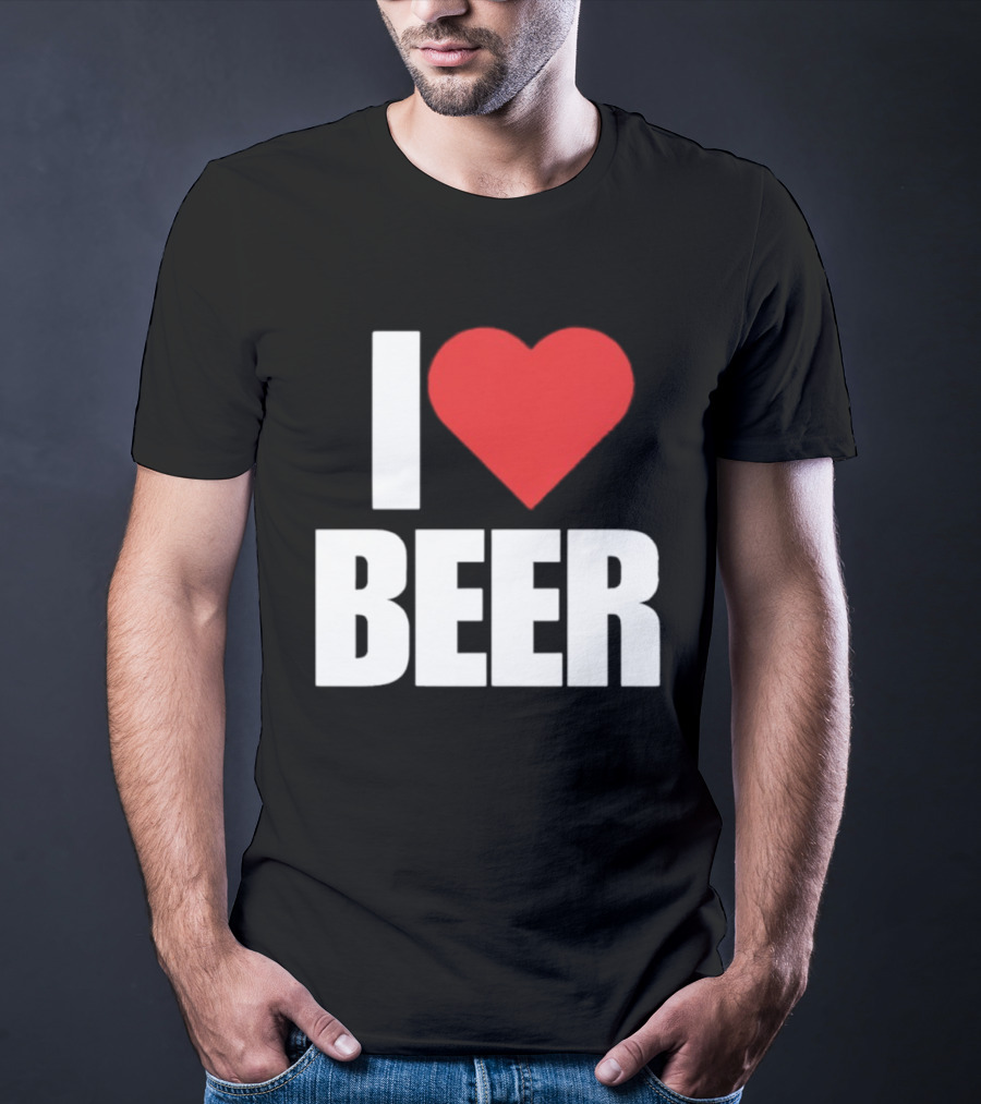 I Love Beer Bold Red Heart T-Shirt