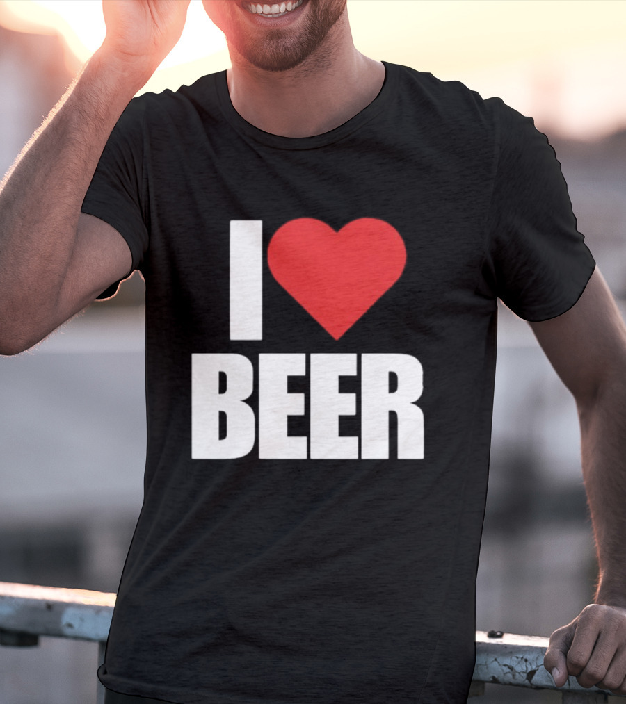 I Love Beer Bold Red Heart T-Shirt