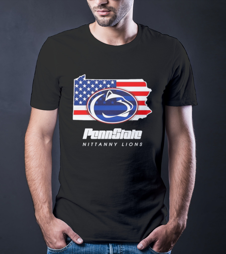 Penn State Nittany Lions Pennsylvania Flag American Pride T-Shirt
