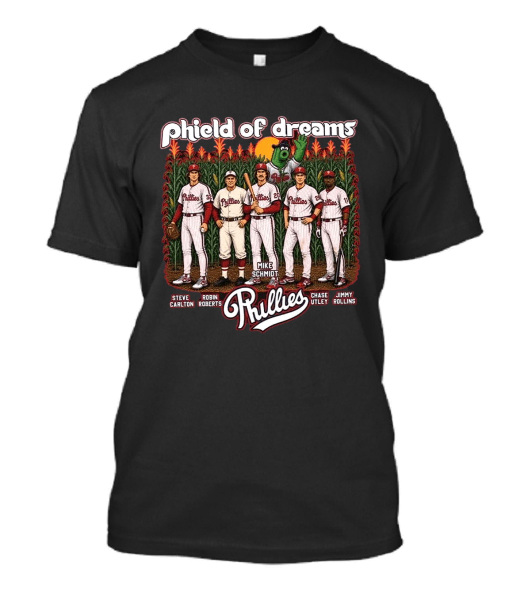 Phillies Phield Of Dreams Steve Carlton Robin Roberts Mike Schmidt Chase Utley Jimmy Rollins T-Shirt