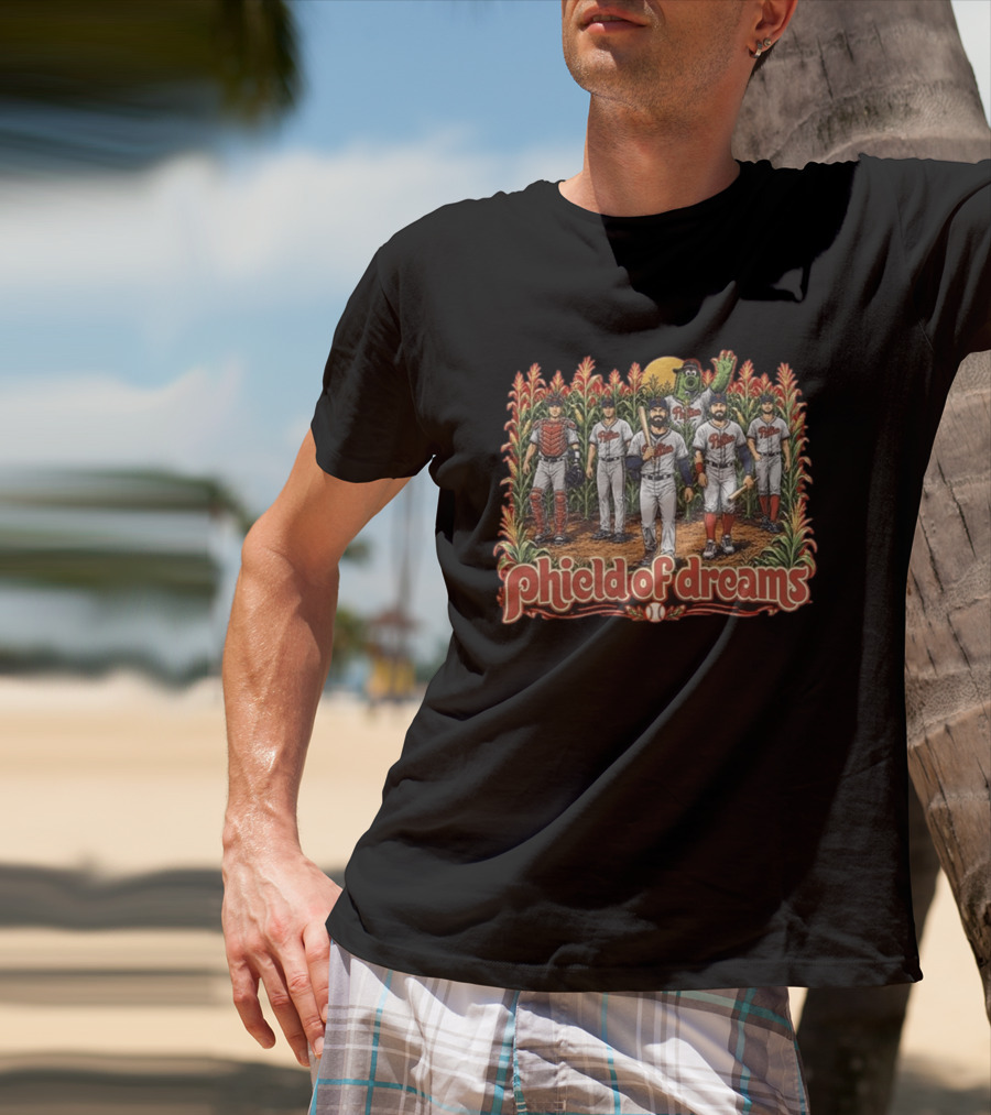 Phillies Phield Of Dreams Baseball Players And Mascot In Cornfield T-Shirt