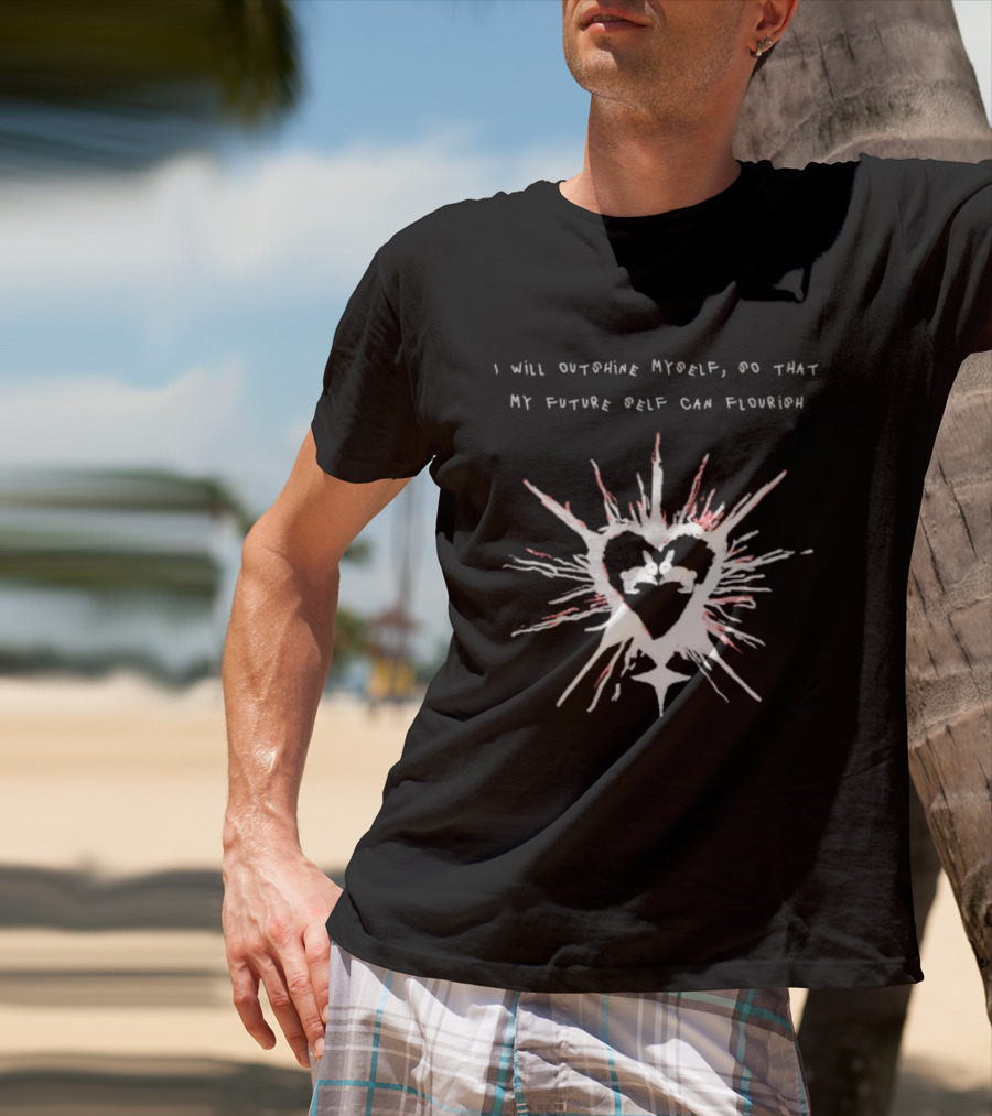 I Will Outshine Myself So That My Future Self Can Flourish Rabbits Heart Motif T-Shirt