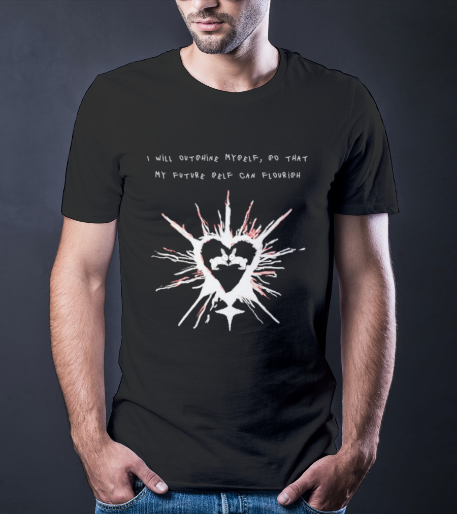 I Will Outshine Myself So That My Future Self Can Flourish Rabbits Heart Motif T-Shirt