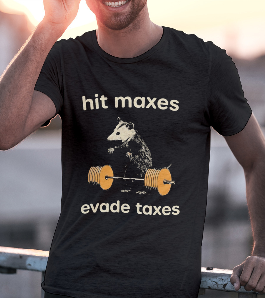 Hit Maxes Evade Taxes Mouse Bench Press T-Shirt