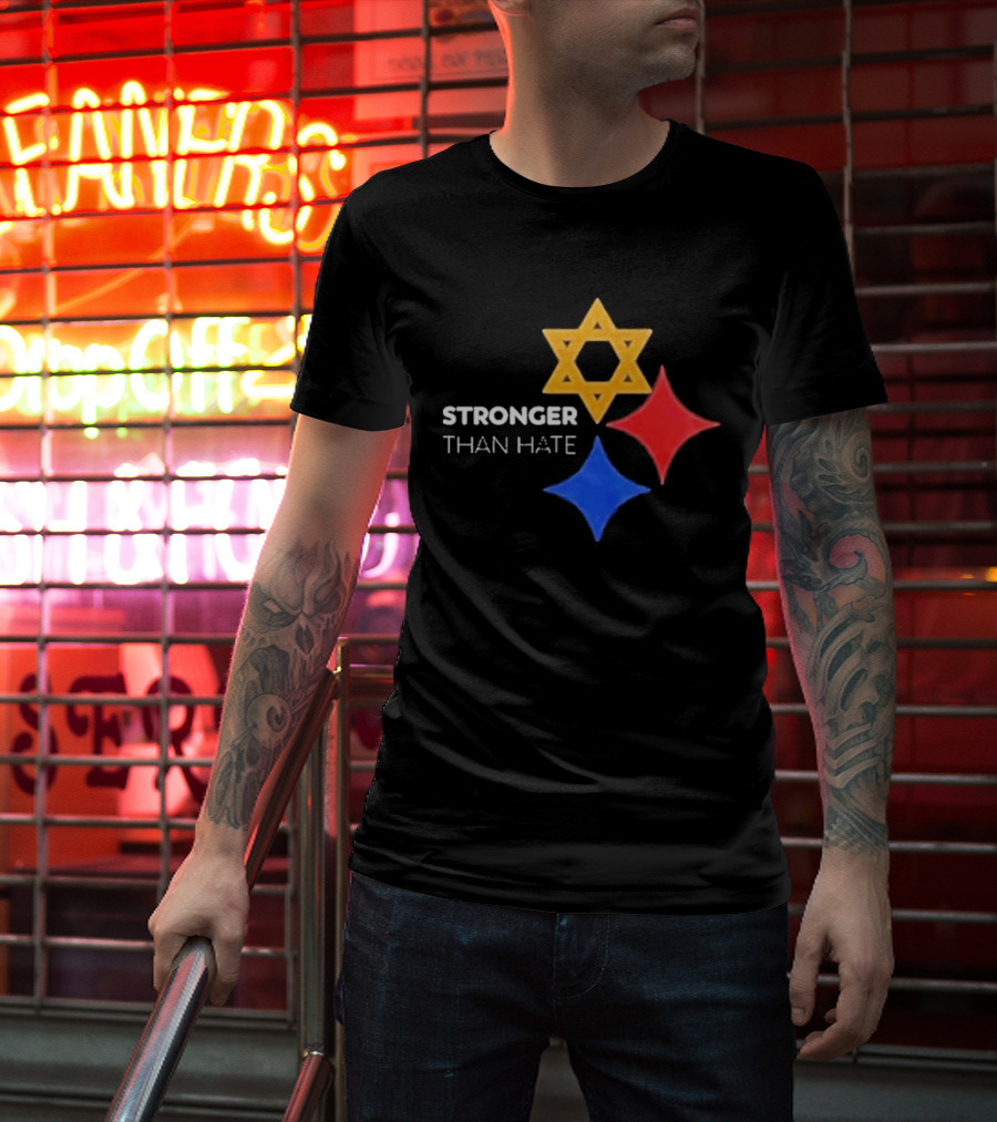 Pittsburgh Steelers Stronger Than Hate Star Of David Yellow Red Blue T-Shirt