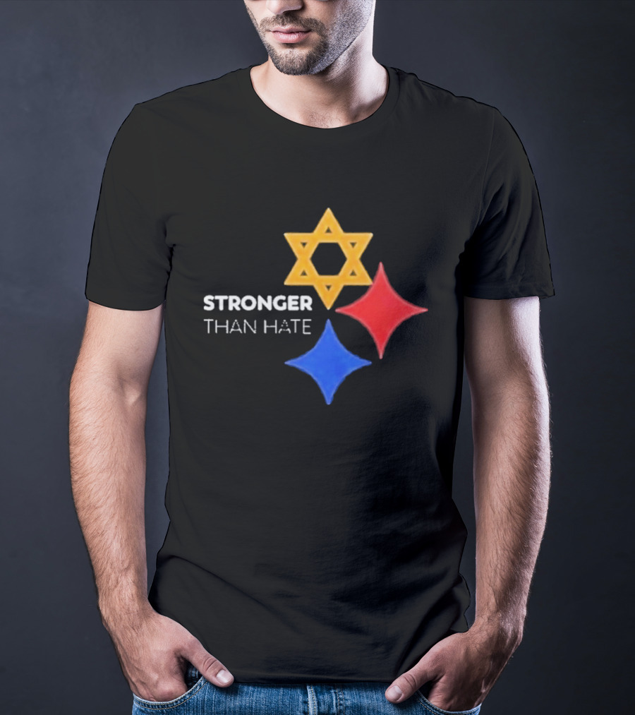 Pittsburgh Steelers Stronger Than Hate Star Of David Yellow Red Blue T-Shirt