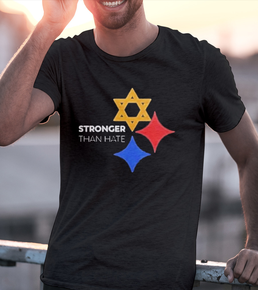 Pittsburgh Steelers Stronger Than Hate Star Of David Yellow Red Blue T-Shirt
