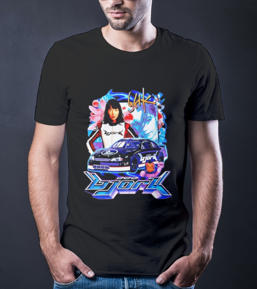 Vintage Bjork Racing Car Graphic Icelandic Music T-Shirt