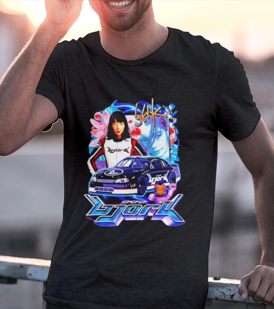Vintage Bjork Racing Car Graphic Icelandic Music T-Shirt