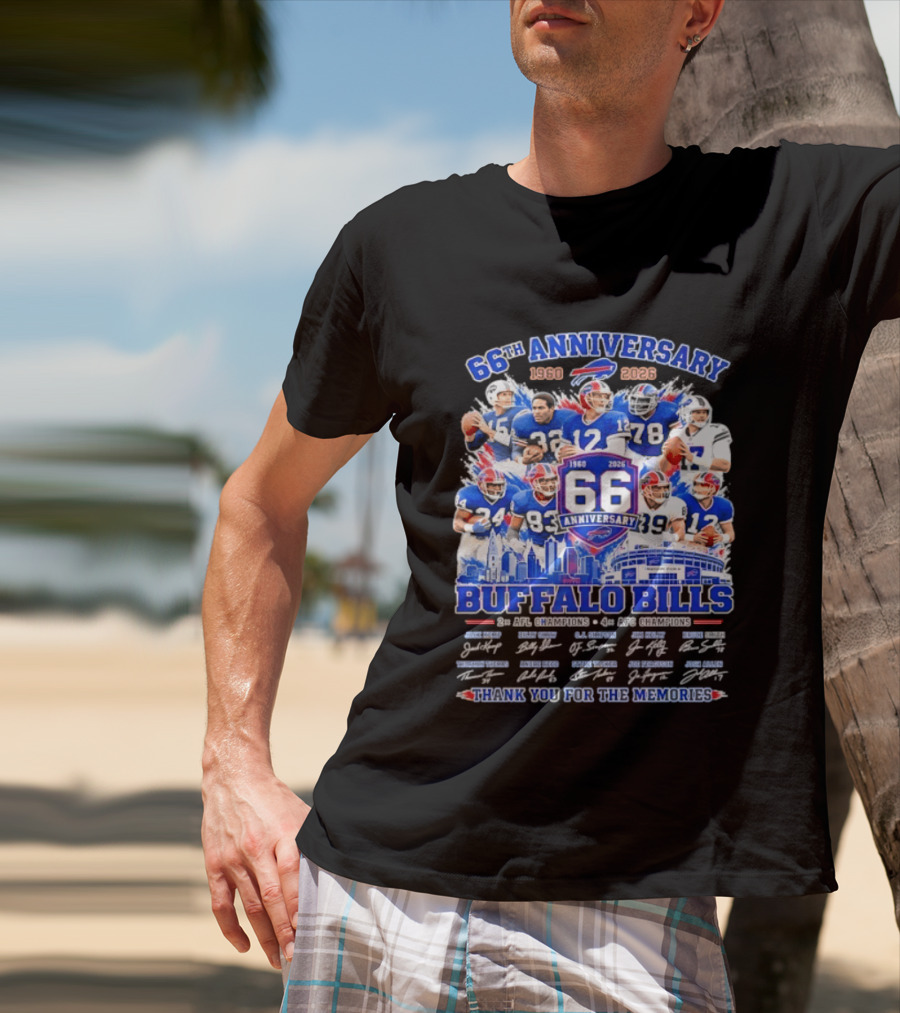 66th Anniversary Buffalo Bills 1960 2026 AFL Champions Thank You For The Memories T-Shirt