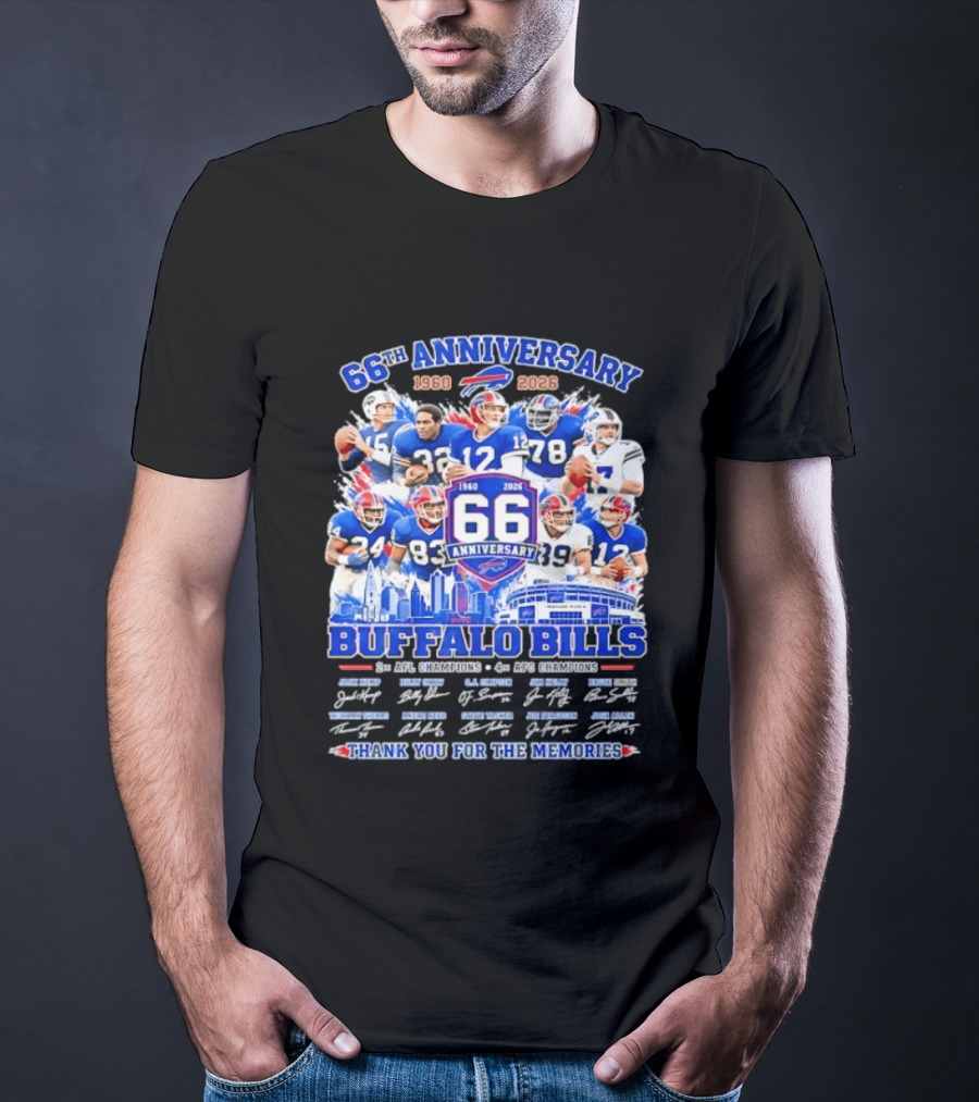 66th Anniversary Buffalo Bills 1960 2026 AFL Champions Thank You For The Memories T-Shirt
