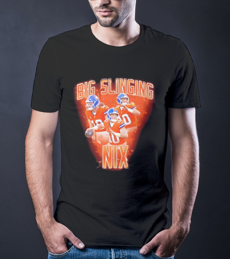 Denver Broncos Big Slinging Bo Nix Collage T-Shirt