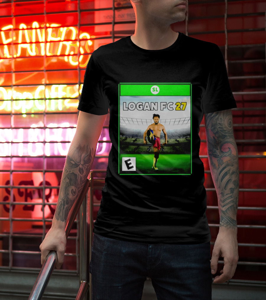 LOGAN FC 27 Soccer Game Box Art With Player In Stadium T-Shirt