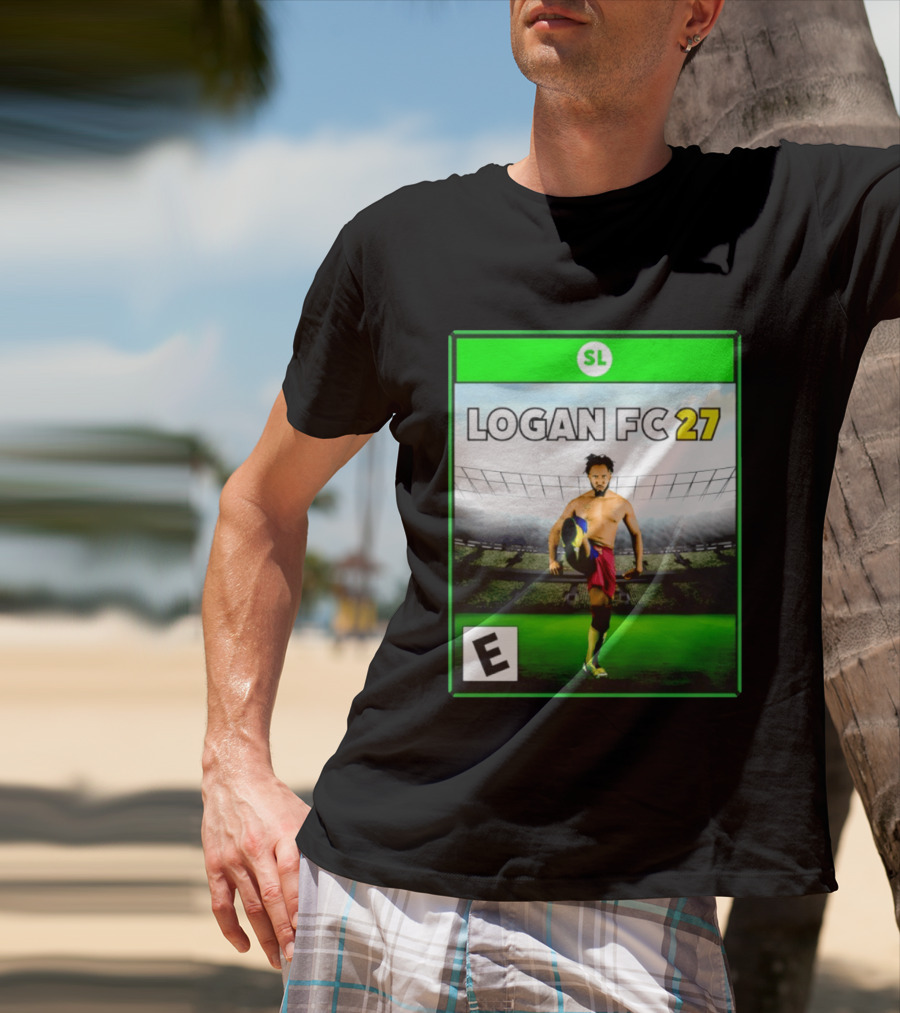 LOGAN FC 27 Soccer Game Box Art With Player In Stadium T-Shirt