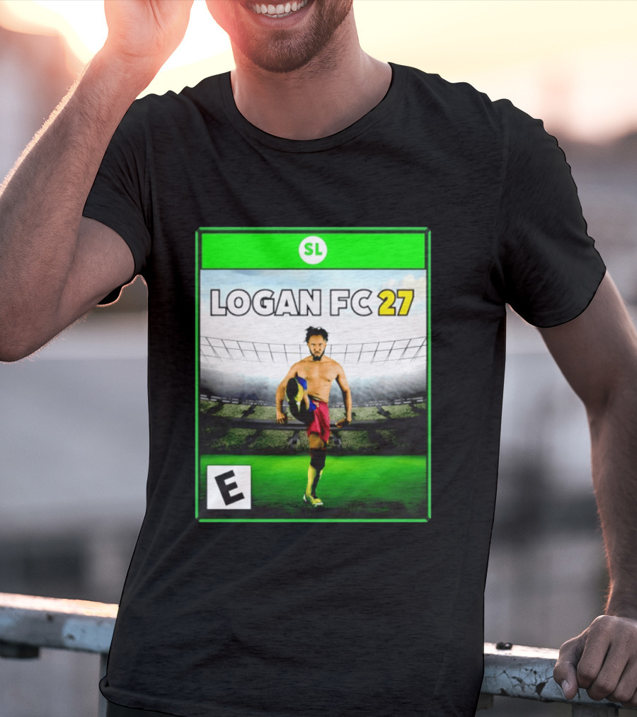 LOGAN FC 27 Soccer Game Box Art With Player In Stadium T-Shirt