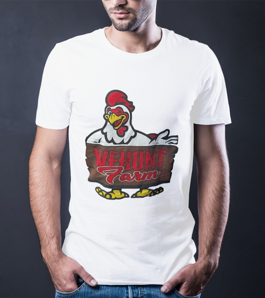 Wehunt Farm Chicken Winking Rooster With Red And Yellow Accents T-Shirt