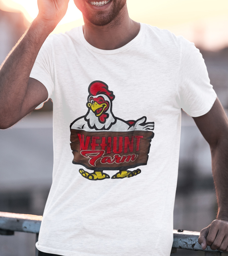 Wehunt Farm Chicken Winking Rooster With Red And Yellow Accents T-Shirt