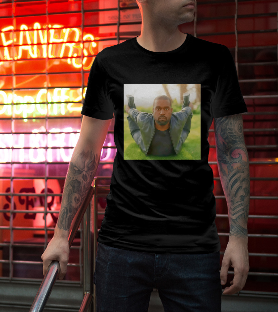 Kanye West Ye Meme Photo Iconic Pose Lying On Grass T-Shirt