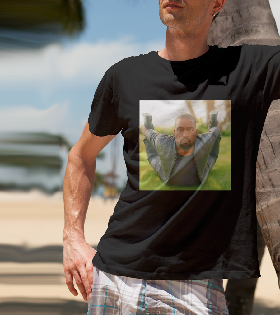 Kanye West Ye Meme Photo Iconic Pose Lying On Grass T-Shirt
