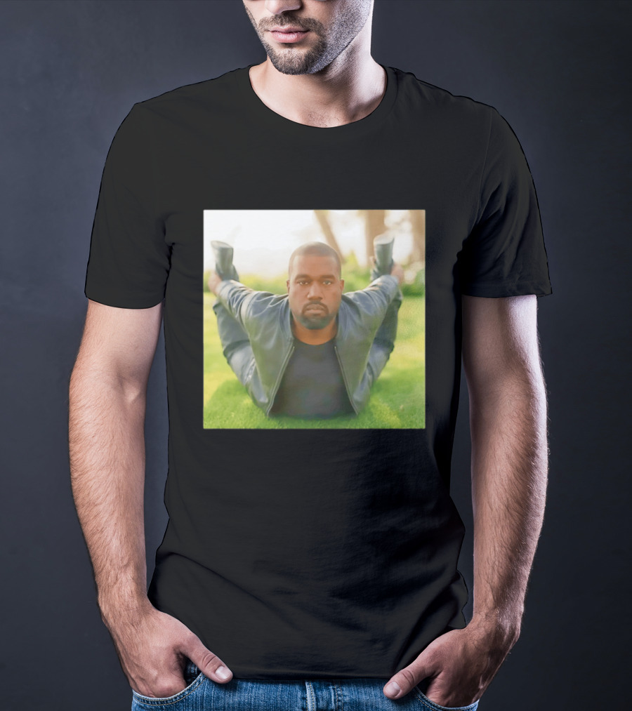 Kanye West Ye Meme Photo Iconic Pose Lying On Grass T-Shirt