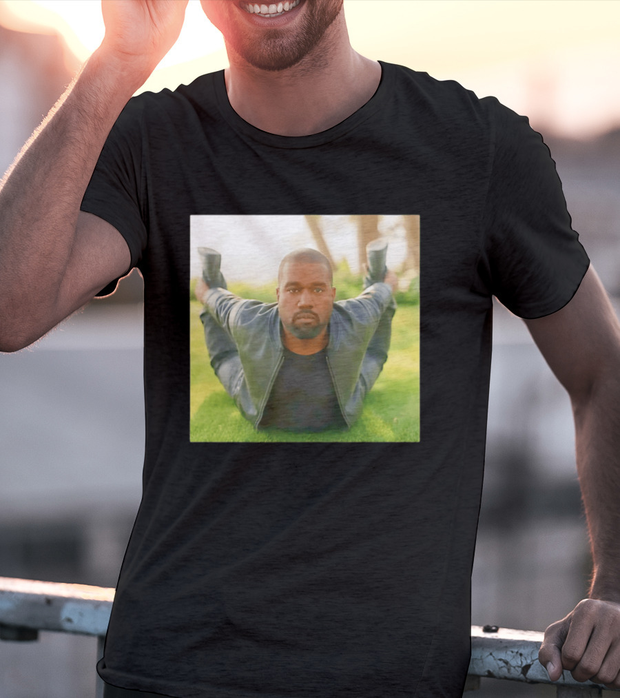 Kanye West Ye Meme Photo Iconic Pose Lying On Grass T-Shirt
