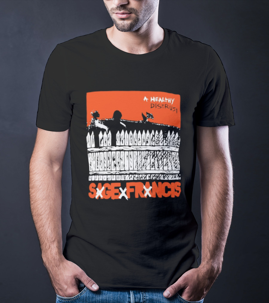 Sage Francis A Healthy Distrust Hip Hop Silhouette White Fence Red T-Shirt