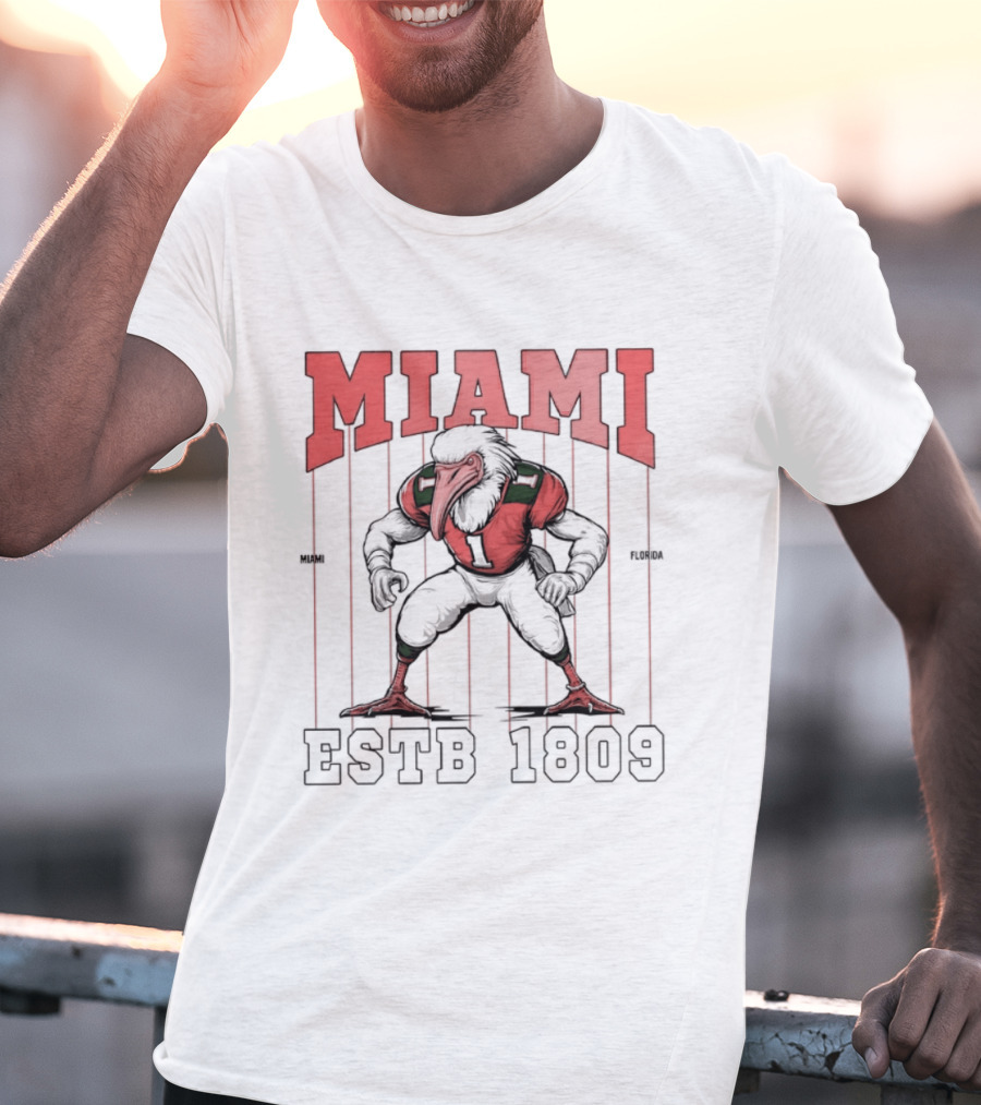 Miami Hurricanes Ibis Football ESTB 1809 T-Shirt