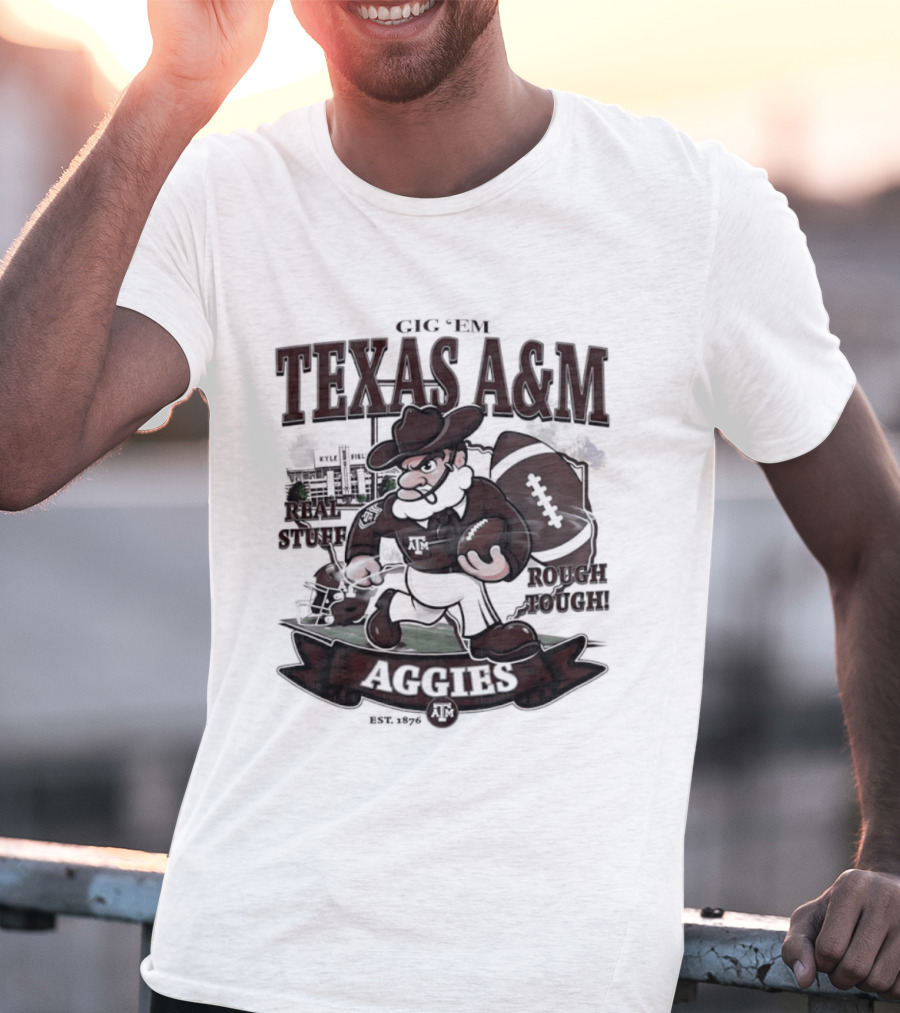Texas A&M Aggies Gig 'Em Real Stuff Rough Tough T-Shirt