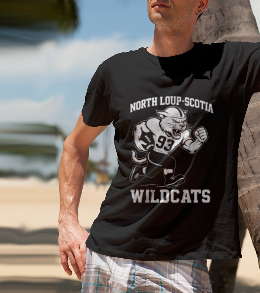 North Loup Scotia Wildcats 93 Football Player T-Shirt