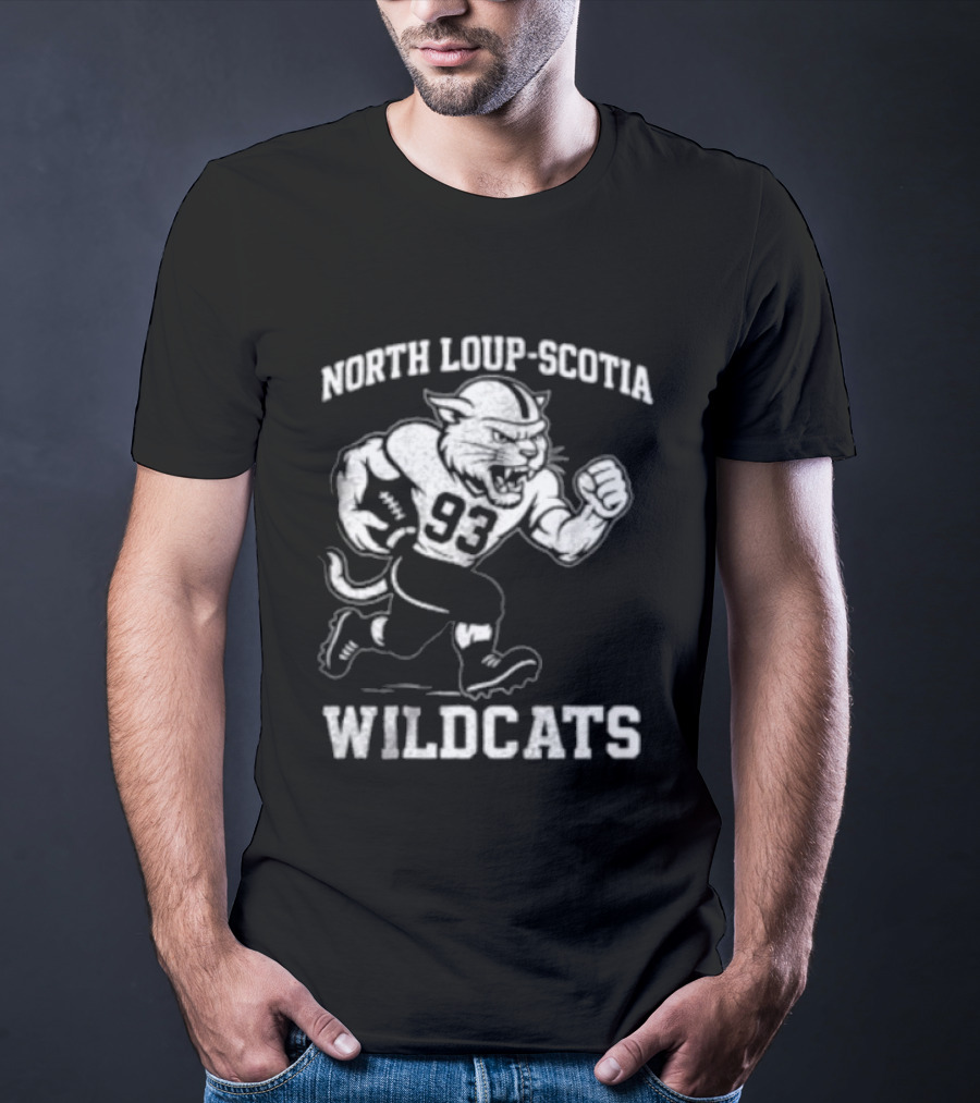 North Loup Scotia Wildcats 93 Football Player T-Shirt