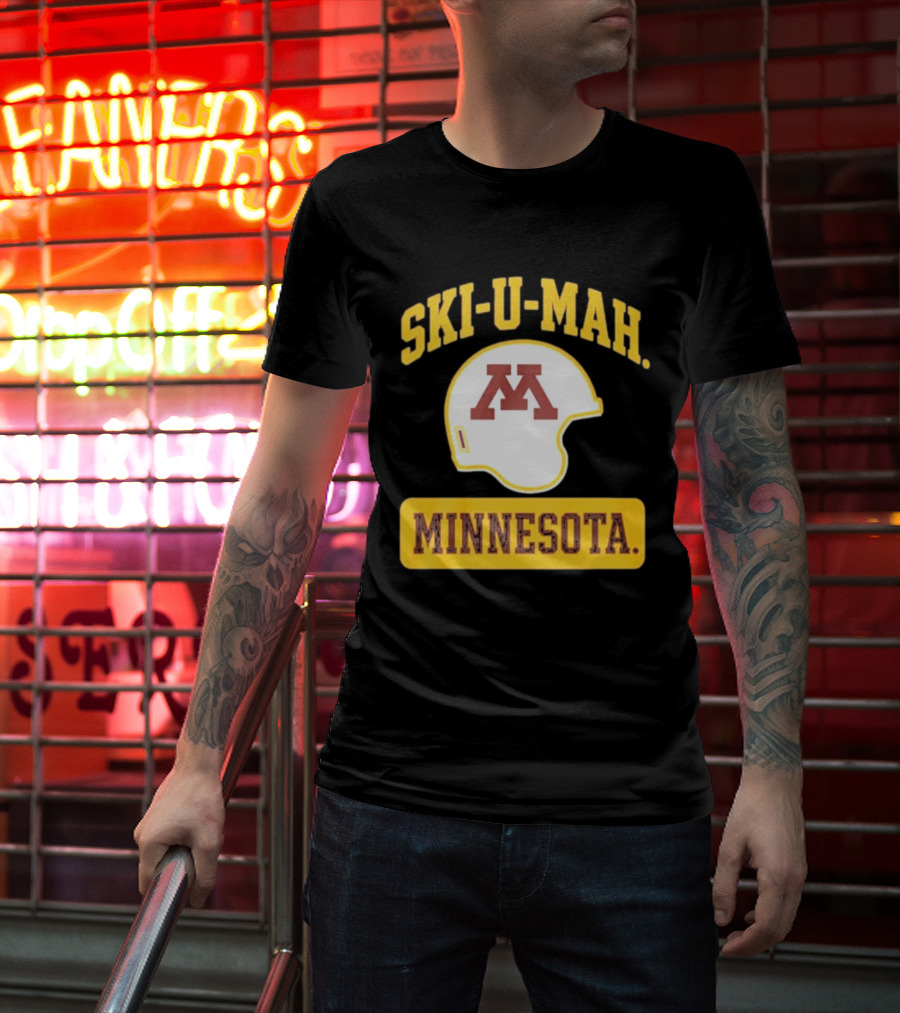Mills Armbruster Ski U Mah Minnesota Football Helmet T-Shirt