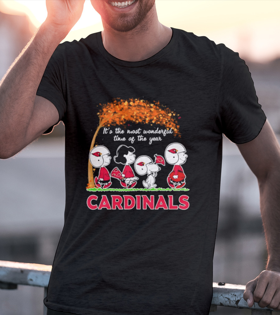 Arizona Cardinals Peanuts Halloween 2026 Fall Autumn It's The Most Wonderful Time Of The Year T-Shirt