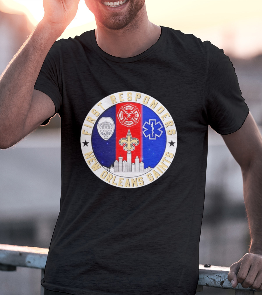 New Orleans Saints First Responders Tribute 9.11 Skyline Fire Dept Police EMT T-Shirt