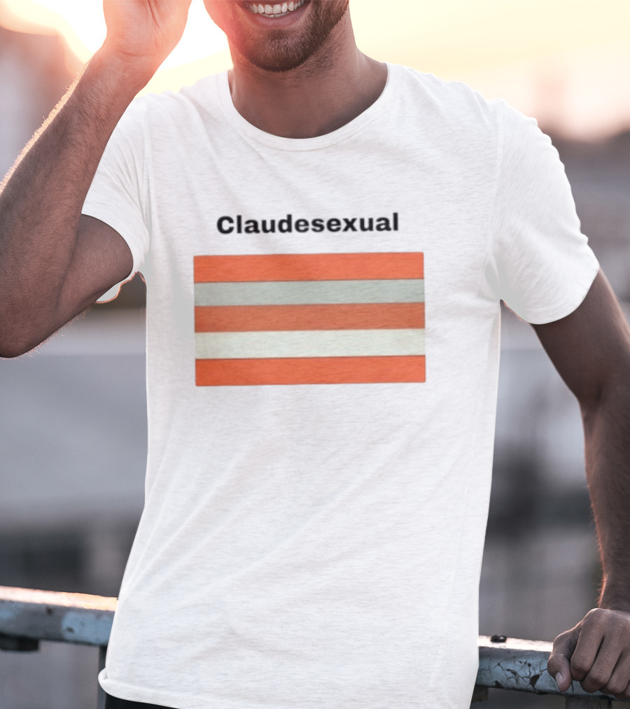 Claudesexual Pride Flag LGBTQ Identity Orange And Gray Stripes T-Shirt