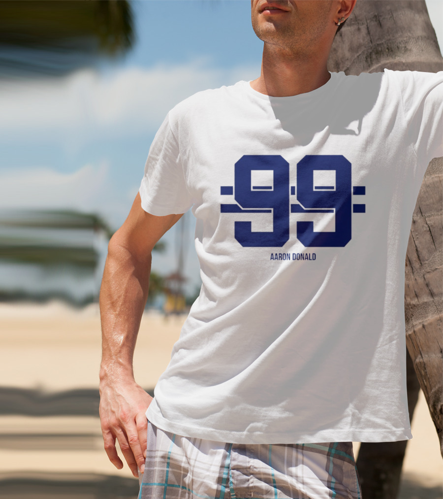 Aaron Donald 99 Los Angeles Rams Stripe Number T-Shirt