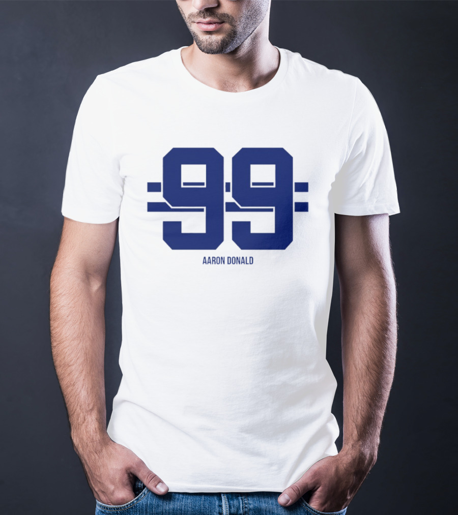 Aaron Donald 99 Los Angeles Rams Stripe Number T-Shirt