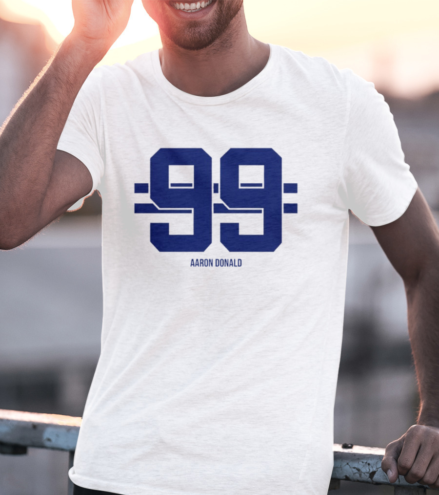 Aaron Donald 99 Los Angeles Rams Stripe Number T-Shirt