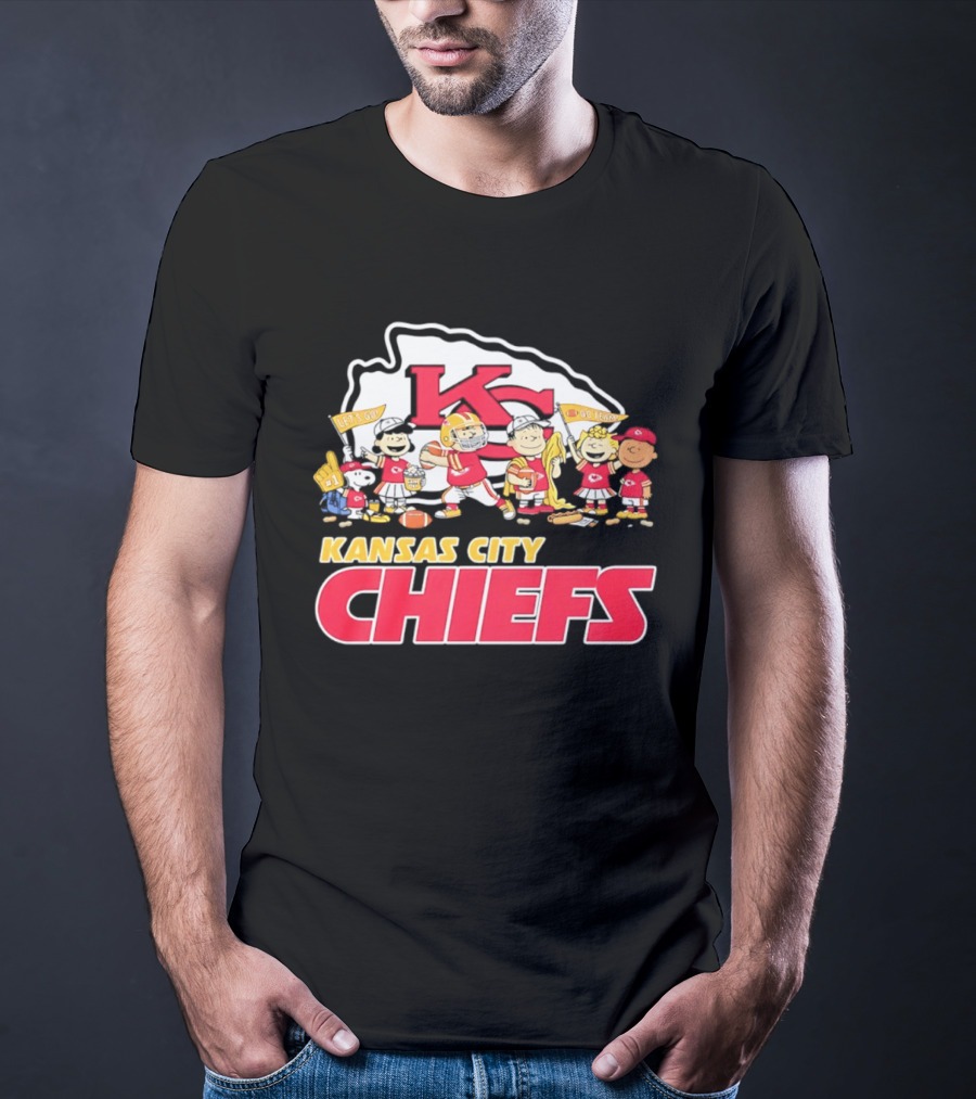 Kansas City Chiefs Peanuts Characters Go Team Let's Go T-Shirt