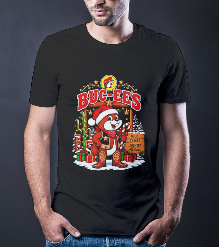 Buc Ee's Sleighs The Holidays Good Snacks Brighter Days Christmas T-Shirt
