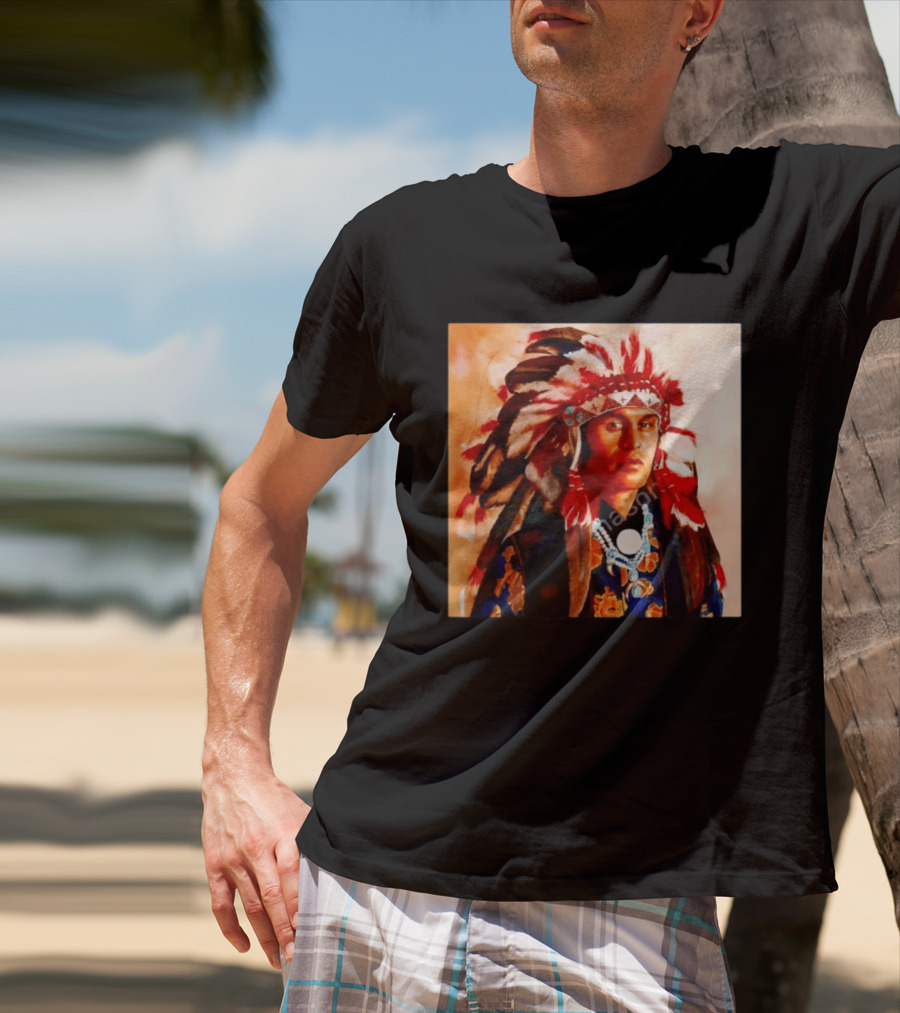 Chief Kirk Native American Indigenous Headdress And Traditional Attire T-Shirt