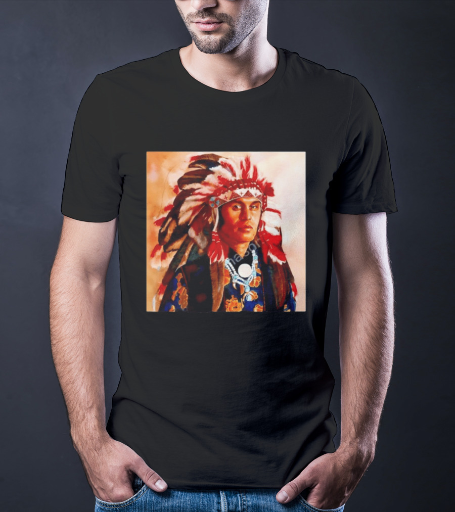 Chief Kirk Native American Indigenous Headdress And Traditional Attire T-Shirt
